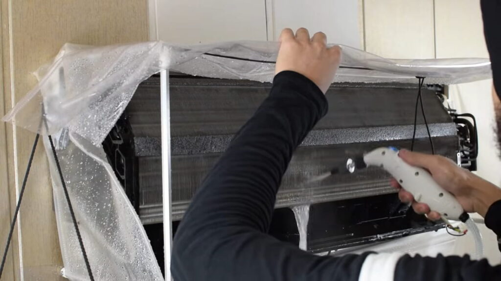 AC indoor coil evaporator coil cleaning
