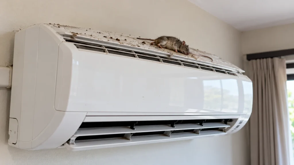 Dead Mouse on Dusty Air Conditioner