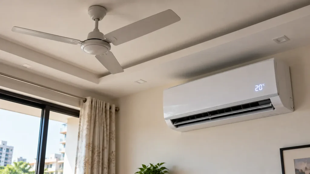 Modern Apartment Ceiling with Fan and AC