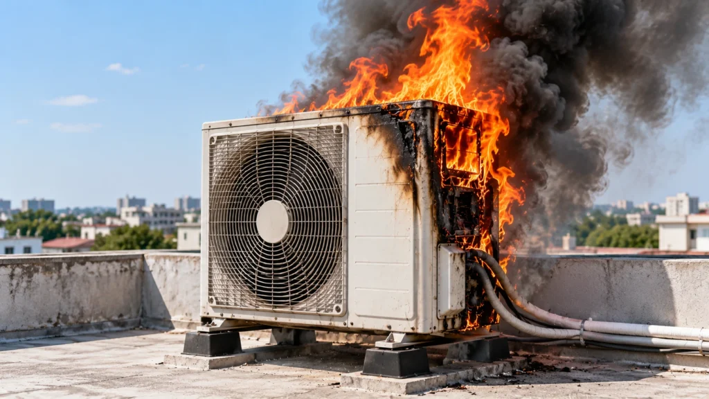 Rooftop Air Conditioner Fire