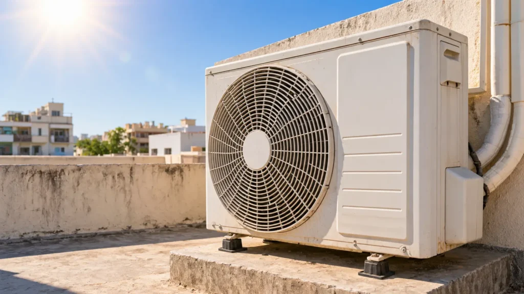 Sunlit Rooftop Air Conditioner